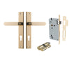 Door Lever Bronte Rectangular Euro Pair Polished Brass CTC85mm L117xP53mm BPH240xW38mm, Mortice Lock Euro Polished Brass CTC85mm Backset 60mm, Euro Cylinder Dual Function 5 Pin Polished Brass 65mm KA4 in Polished Brass