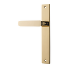 Door Lever Bronte Rectangular Latch Left Hand Fixed Polished Brass L117xP53mm BPH240xW38mm in Polished Brass