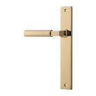 Door Lever Berlin Rectangular Latch Left Hand Fixed Polished Brass L120xP57mm BPH240xW38mm in Polished Brass