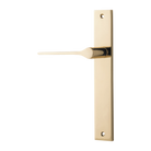 Door Lever Como Rectangular Latch Left Hand Fixed Polished Brass L119xP59mm BPH240xW38mm in Polished Brass