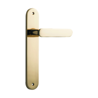 Door Lever Bronte on Long Backplate Polished Brass H240xW40xP56mm in Polished Brass