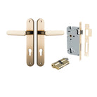 Pair of Iver Bronte lever door handles on oval backplates, featuring sleek black finish and modern design.