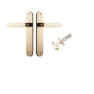 Pair of Iver Bronte lever door handles on oval backplates, featuring sleek, modern design in a matte finish.