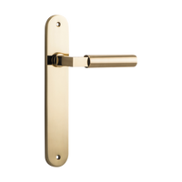 Door Lever Berlin Oval Latch Polished Brass H240xW40xP57mm in Polished Brass