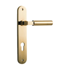 Door Lever Berlin Oval Euro Polished Brass CTC85mm H240xW40xP57mm in Polished Brass
