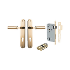 Door Lever Berlin Oval Euro Pair Polished Brass CTC85mm L120xP57mm BPH240xW40mm Mortice Lock Euro Polished Brass CTC85mm Backset 60mm, Euro Cylinder Dual Function 5 Pin Polished Brass 65mm KA4 in Polished Brass