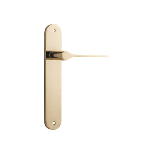 Door Lever Como Oval Latch Polished Brass H240xW40xP59mm in Polished Brass