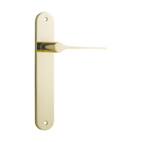 Door Lever Como Oval Latch Polished Brass H240xW40xP59mm in Polished Brass