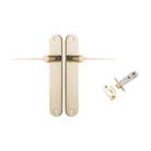 Door Lever Como Oval Polished Brass L119xP59mm BPH240xW40mm Passage Kit Tube Latch Split Cam 'T' Striker Polished Brass Backset 60mm in Polished Brass