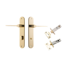 Door Lever Como Oval Privacy Polished Brass CTC85mm L119xP59mm BPH240xW40mm Privacy Kit Tube Latch Split Cam 'T' Striker Polished Brass Backset 60mm Privacy Bolt Round Bolt Polished Brass Backset 60mm in Polished Brass