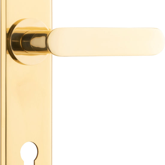 Door Lever Bronte Chamfered Euro Polished Brass H240xW50xP55mm in Polished Brass