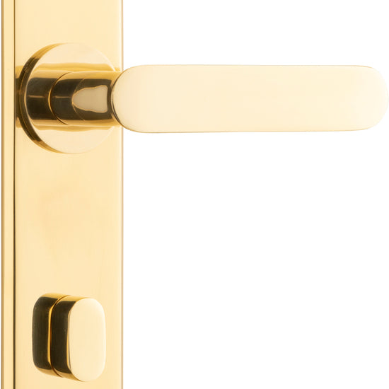 Door Lever Bronte Chamfered Privacy Polished Brass H240xW50xP55mm in Polished Brass