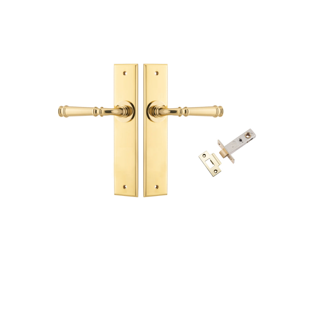 Door Lever Verona Chamfered Polished Brass L122xP58mm BPH240xW50mm Passage Kit Tube Latch Split Cam 'T' Striker Polished Brass Backset 60mm in Polished Brass