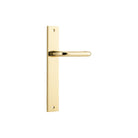 Door Lever Oslo on Long Backplate Polished Brass H237xW50xP57mm in Polished Brass