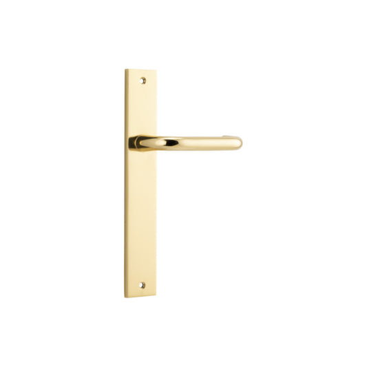 Door Lever Oslo on Long Backplate Polished Brass H237xW50xP57mm in Polished Brass