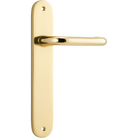 Door Lever Oslo Oval Latch Polished Brass H240xW40xP57mm in Polished Brass