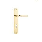 Door Lever Oslo Oval Euro Polished Brass CTC85mm H240xW40xP57mm in Polished Brass