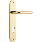 Door Lever Oslo Oval Euro Polished Brass CTC85mm H240xW40xP57mm in Polished Brass