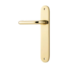 Door Lever Oslo Return Oval Latch Left Hand Fixed Polished Brass BPH240xW40mm in Polished Brass