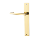Door Lever Baltimore Return Rectangular Latch Left Hand Fixed Polished Brass L128xP54mm BPH240xW38mm in Polished Brass
