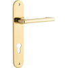 Door Lever Baltimore Return Oval Euro Pair Polished Brass CTC85mm H240xW40xP58mm in Polished Brass