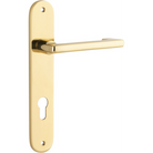 Door Lever Baltimore Return Oval Euro Pair Polished Brass CTC85mm H240xW40xP58mm in Polished Brass