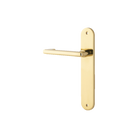 Door Lever Baltimore Return Oval Latch Left Hand Fixed Polished Brass L128xP54mm BPH240xW40mm in Polished Brass