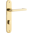 Door Lever Baltimore Return Oval Privacy Pair Polished Brass CTC85mm H240xW40xP58mm in Polished Brass
