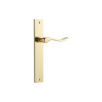 Door Lever Stirling on Long Backplate Pair Polished Brass H240xW38xP64mm in Polished Brass