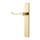 Door Lever Stirling Rectangular Latch Left Hand Fixed Polished Brass L116xP62mm BPH240xW38mm in Polished Brass