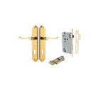 Door Lever Stirling Shouldered Euro Pair Polished Brass CTC85mm H250xW48xP64mm Entrance Kit Mortice Lock Euro Polished Brass CTC85mm Backset 60mm, Euro Cylinder Key Thumb 6 Pin Polished Brass L70mm KA1 in Polished Brass