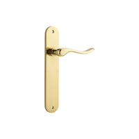Door Lever Stirling Oval Latch Pair Polished Brass H240xW40xP64mm in Polished Brass