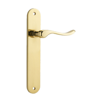 Door Lever Stirling Oval Latch Pair Polished Brass H240xW40xP64mm in Polished Brass