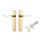 Door Lever Stirling Oval Latch Pair Polished Brass H240xW40xP64mm Passage Kit Tube Latch Split Cam 'T' Striker Polished Brass Backset 60mm in Polished Brass