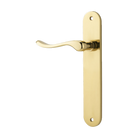 Door Lever Stirling Oval Latch Left Hand Fixed Polished Brass L116xP62mm BPH240xW40mm in Polished Brass