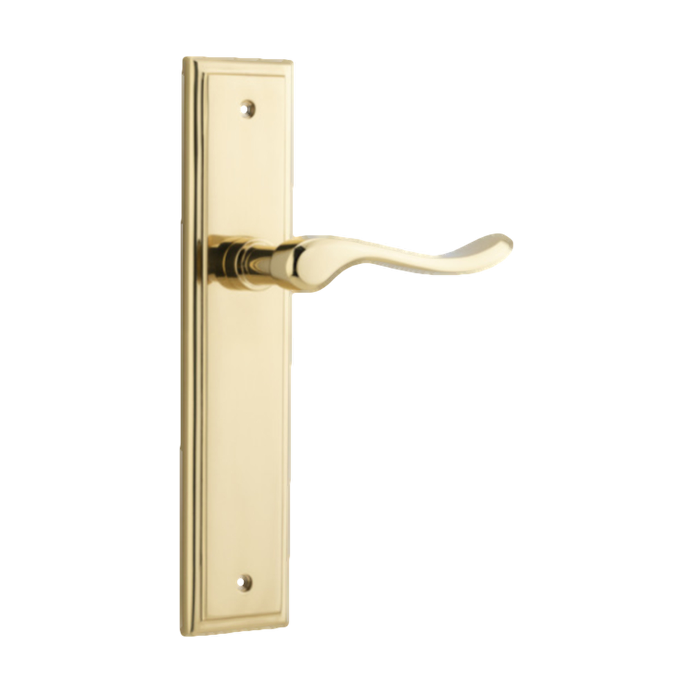 Door Lever Stirling Stepped Latch Pair Polished Brass H237xW50xP64mm in Polished Brass