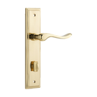Door Lever Stirling Stepped Privacy Pair Polished Brass CTC85mm H237xW50xP64mm in Polished Brass