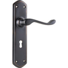Door Lever Windsor Lock Pair Antique Copper H200xP60xW45mm in Antique Copper