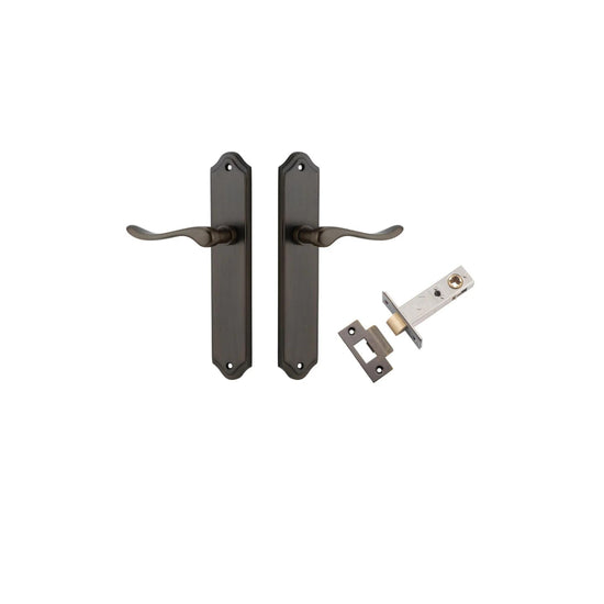 Door Lever Sarlat Rectangular Latch Signature Brass H240xW38xP55mm Passage Kit, Tube Latch Split Cam 'T' Striker Signature Brass Backset 60mm in Signature Brass