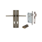Pair of Iver Baltimore lever door handles on rectangular backplates, featuring sleek modern design in a polished finish.