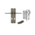 Pair of Iver Baltimore lever handles on rectangular backplates for interior doors, featuring a sleek, modern design.