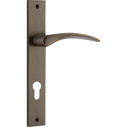 Door Lever Oxford Rectangular Euro Signature Brass CTC85mm H240xW38xP60mm in Signature Brass