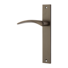 Door Lever Oxford Rectangular Latch Left Hand Fixed Signature Brass L125xP60mm BPH240xW38mm in Signature Brass
