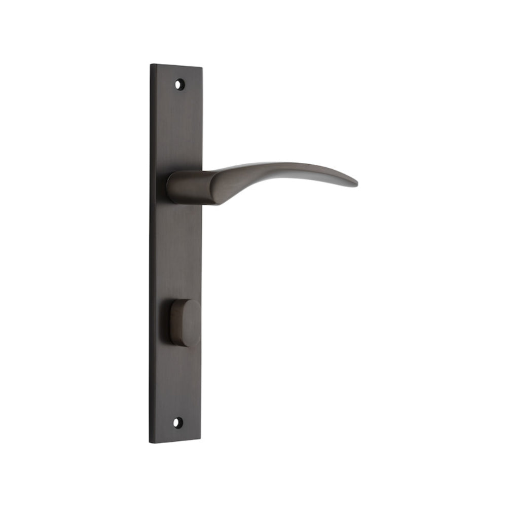 Door Lever Oxford Rectangular Privacy Signature Brass CTC85mm H240xW38xP60mm in Signature Brass