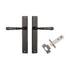 Door Lever Verona Rectangular Latch Signature Brass H240xW38xP59mm Passage Kit, Tube Latch Split Cam 'T' Striker Signature Brass Backset 60mm in Signature Brass