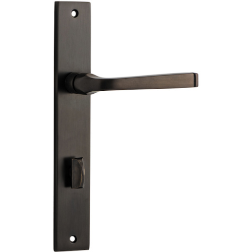 Door Lever Annecy Rectangular Privacy Signature Brass CTC85mm H237xW50xP65mm in Signature Brass