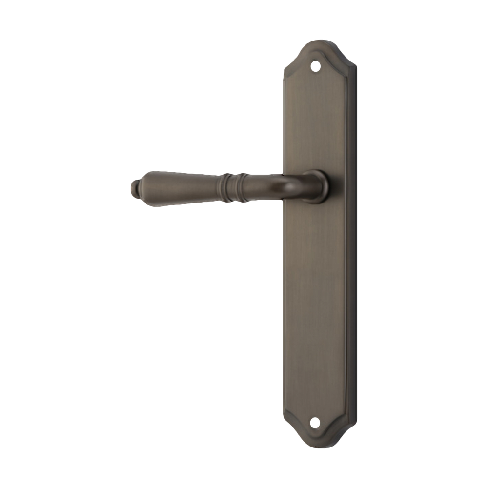 Door Lever Sarlat Shouldered Latch Left Hand Fixed Signature Brass L111xP55mm BPH250xW48mm in Signature Brass