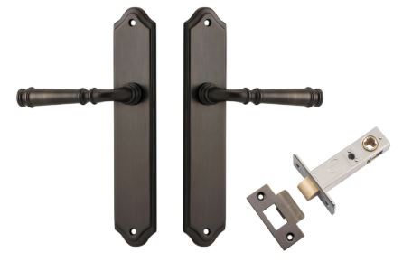 Door Lever Verona Shouldered Latch Signature Brass H240xW50xP59mm Passage Kit Tube Latch Split Cam 'T' Striker Signature Brass Backset 60mm in Signature Brass