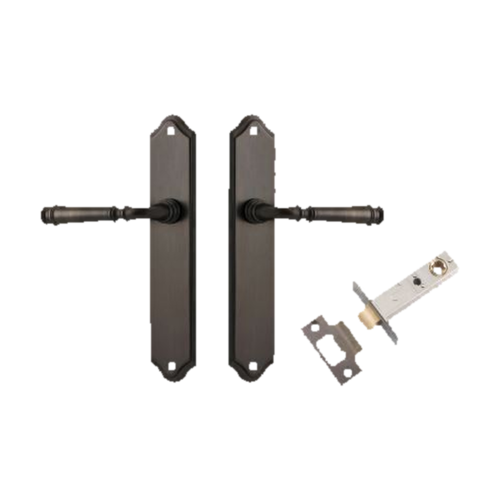 Door Lever Verona Shouldered Latch Signature Brass H240xW50xP59mm Passage Kit Tube Latch Split Cam 'T' Striker Signature Brass Backset 60mm in Signature Brass