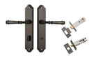 Door Lever Verona Shouldered Privacy Signature Brass CTC85mm H240xW50xP59mm Inbuilt Privacy Kit Tube Latch Split Cam 'T' Striker Signature Brass Backset 60mm, Privacy Bolt Round Bolt Signature Brass Backset 60mm in Signature Brass